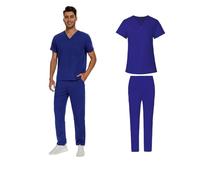 LADFRTYU Uniforme D'Infirmière Uniforme de Gommage for Hommes, Ensemble Laboratoire, Salopette médecin d'hôpital Clinique, col en v, vêtements d'infirmière Pharmacie(42019-Royal Blue,XXXL)