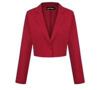LADI TREND Blazer court à un bouton pour femme, blazer à revers cranté décontracté, élégant, classique, manches longues, vêtement de travail à revers, R-rouge, S