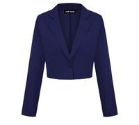 LADI TREND Blazer court à un bouton pour femme, blazer à revers cranté décontracté, élégant, classique, manches longues, vêtement de travail à revers, N-Navy, XXL