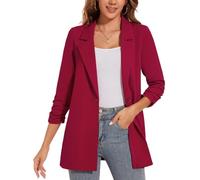 LADI TREND Blazer long décontracté à manches longues pour femme, manteau surdimensionné à un bouton, costume formel, R-rouge, XXL