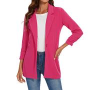 LADI TREND Blazer long décontracté à manches longues pour femme, manteau surdimensionné à un bouton, costume formel, R-Rose vif, XXL