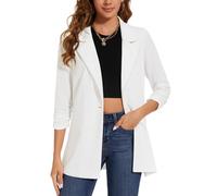 LADI TREND Blazer long décontracté à manches longues pour femme, manteau surdimensionné à un bouton, costume formel, Couleur : blanc., XL