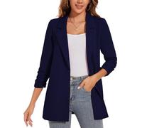 LADI TREND Blazer long décontracté à manches longues pour femme, manteau surdimensionné à un bouton, costume formel, N-Navy, M