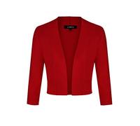 LADI TREND Cardigan court élégant ouvert sur le devant pour femme - Style vintage - Manches 3/4, Rouge, L