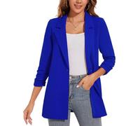 LADI TREND Veste longue pour femme, Blazer décontracté à manches longues, Manteau surdimensionné à un bouton, Costume formel, L