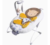LADIDA Transat pour bébé de la naissance à 6 mois, balancelle bébé avec 3 vitesses et 8 chansons apaisantes, siège vibrant pour nourrisson avec barre de jeux amovible, portable et léger (Lion marron)