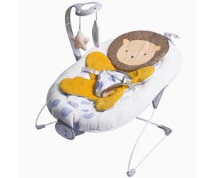 LADIDA Transat pour bébé de la naissance à 6 mois, balancelle bébé avec 3 vitesses et 8 chansons apaisantes, siège vibrant pour nourrisson avec barre de jeux amovible, portable et léger (Lion marron)