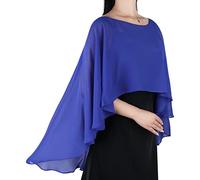Ladiery Capelet en Mousseline de Soie Châle Pashmina, Bleu, Taille Unique Femme