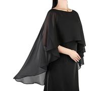 Ladiery Capes en mousseline de soie transparente douces et capelines pour femmes, châles légers et étoles pour couvrir les robes de soirée et de fête, Noir , taille unique