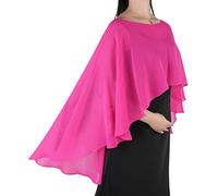 Ladiery Capes en mousseline de soie transparente pour femme, châles légers et enveloppements pour robe de soirée, Rose rouge., taille unique