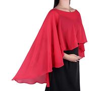 Ladiery Capes en mousseline de soie transparente pour femme, châles légers et enveloppements pour robe de soirée, Rouge profond., taille unique