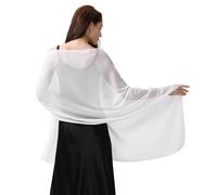 Ladiery Châle et châle pour robes de soirée, écharpe de mariage en crêpe transparent doux et scintillant, châle formel pour femme, blanc, 78" x 28" / 200 cm x 70 cm