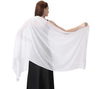 Ladiery Châle et écharpes pour robes de soirée, en mousseline de soie douce et transparente avec strass scintillants pour femme, blanc, 79" x 28" / 200 cm x 70 cm