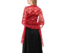 Ladiery Châle Femme floral en dentelle triangulaire écharpe,sac à franges en maille douce pour robe de soirée de mariage