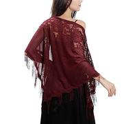 Ladiery Châle Femme floral en dentelle triangulaire écharpe,sac à franges en maille douce pour robe de soirée de mariage