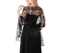 Ladiery Châle Femme floral en dentelle triangulaire écharpe,sac à franges en maille douce pour robe de soirée de mariage