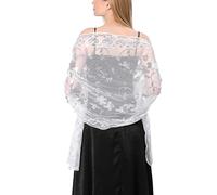 Ladiery Châle Femme floral en dentelle triangulaire écharpe,sac à franges en maille douce pour robe de soirée de mariage