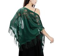 Ladiery Châle Femme floral en dentelle triangulaire écharpe,sac à franges en maille douce pour robe de soirée de mariage