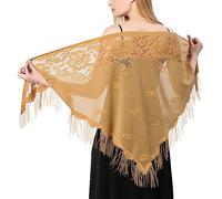 Ladiery Châle Femme floral en dentelle triangulaire écharpe,sac à franges en maille douce pour robe de soirée de mariage