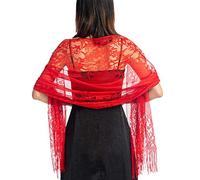 Ladiery Chale Mariage Femmes Floral Dentelle Elégant Châle Étole avec Frange Cérémonies Parties Fêtes