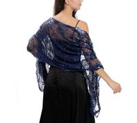 Ladiery Écharpes à paillettes en forme de lune et étoles pour robe de soirée, étole en glitter pour femme pour soirée, mariage et fête, bleu marine, 190*60 CM/75*24 INCH