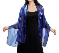 Ladiery Écharpes et enveloppements en soie pour robes de soirée femmes Sheer Soft Demoiselle d'honneur Mariage Shawl Party Organza Stole, bleu marine, 170 * 70 CM/67 * 28 INCH