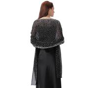 Ladiery Foulards et enveloppements pour robes de soirée, mousseline douce et strass scintillants écharpe de mariage écharpe formelle enveloppements pour femmes, Noir , 75" x 28" / 190 cm x 70 cm