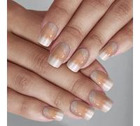 Ladiery Lot de 24 faux ongles artificiels réutilisables - Carrés moyens - Rose - Paillettes roses - Avec kit d'outils de colle - Pour mariage, festival, vacances - Cadeau