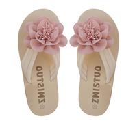 Ladies Arch Support Flip Flops Noir Appliques Plaque de yoga en Élégante Casual Thong Sandales Design léger Respirable Chaussures de plage d'été Convient pour la baignade Plage à pied (Pink, 40)