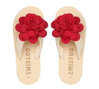 Ladies Arch Support Flip Flops Noir Appliques Plaque de yoga en Élégante Casual Thong Sandales Design léger Respirable Chaussures de plage d'été Convient pour la baignade Plage à pied (Red, 36)