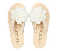 Ladies Arch Support Flip Flops Noir Appliques Plaque de yoga en Élégante Casual Thong Sandales Design léger Respirable Chaussures de plage d'été Convient pour la baignade Plage à pied (White, 38)