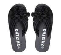 Ladies Arch Support Flip Flops Noir Appliques Plaque de yoga en Élégante Casual Thong Sandales Design léger Respirable Chaussures de plage d'été Convient pour la baignade Plage à pied (Black, 43)