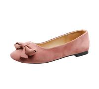 Ladies Bow Flat Single Shoes Velvet Leather Mouth Shallow Square Toe Light Loafer Soft Bottom Coussined Dress Chaussures Confortables pour fêtes, Mariages et Les événements du Soir (Pink, 40)