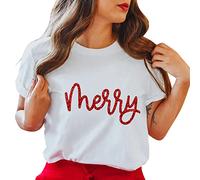 Ladies Christmas Tops Graphic Print Sweatshirt Xmas Top Snowman T Shirts Crewneck Blouse Long Sleeve Funny Pullover Matching Clothes Classic Shirts F-01 (White, XXL)