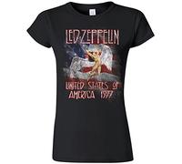 Ladies Color LED Zeppelin Tour 1977 Jimmy Page Officiel Femmes Dames T-Shirt (Medium)