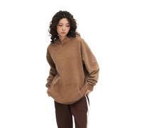 Ladies' large-size hooded shirt, couple style, thick pullover, vintage pure cotton jacket, unisex(Brown,M)