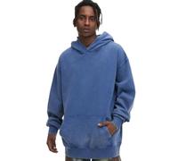 Ladies' large-size hooded shirt, couple style, thick pullover, vintage pure cotton jacket, unisex(Dark blue,XL)