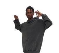 Ladies' large-size hooded shirt, couple style, thick pullover, vintage pure cotton jacket, unisex(Dark gray,2XL)