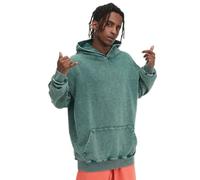 Ladies' large-size hooded shirt, couple style, thick pullover, vintage pure cotton jacket, unisex(Dark green,M)