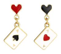 Ladies' Love-themed Playing Card Earrings, Enamel Material Playing Card Pendant Earrings, Unique Jewelry and Charming Accessories for Parties