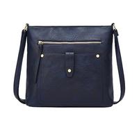 Ladies Mens Soft Leather Retro Simple Fashion Large Small Square Shoulder Handbag(Blue)