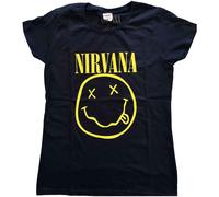 Ladies Nirvana Yellow Happy Face Autorisé Femmes Dames T-shirt