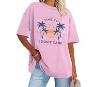 Ladies of Percebu T-shirt à manches courtes avec inscription Time to I Don't Care, rose, M