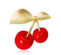 Ladies Red Cherry Brooches Alloy Fruit Pins Brooches Birthday Valentine Wedding Party Jewelry Covered Scarves Shawl Clip For Woman Girl New Released