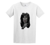 Ladies Shhh Day of The Dead Girl Dia De Los Muertos Casual Round Neck T Shirt White L