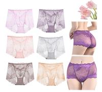 Ladies Silk Lace Handmade Underwear, Ladies Silk Lace Handmade Panties, Lace Seamless Panties, Lace Boyshorts (L, 6pcs-1)