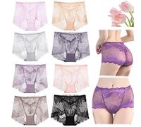 Ladies Silk Lace Handmade Underwear, Ladies Silk Lace Handmade Panties, Lace Seamless Panties, Lace Boyshorts (M, 8pcs-2)