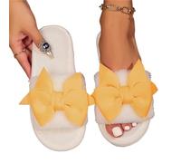 Ladies' Slippers Have A Stylish Winter Vibe With Bow Ties Indoor Soft-Soled Are Comfortable And Warm Pour l'intérieur et l'extérieur(Yellow,38-39)