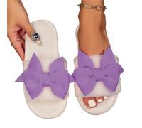 Ladies' Slippers Have A Stylish Winter Vibe With Bow Ties Indoor Soft-Soled Are Comfortable And Warm Pour l'intérieur et l'extérieur(PURPLE,40-41)