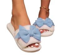 Ladies' Slippers Have A Stylish Winter Vibe With Bow Ties Indoor Soft-Soled Are Comfortable And Warm Pour l'intérieur et l'extérieur(Blue,40-41)